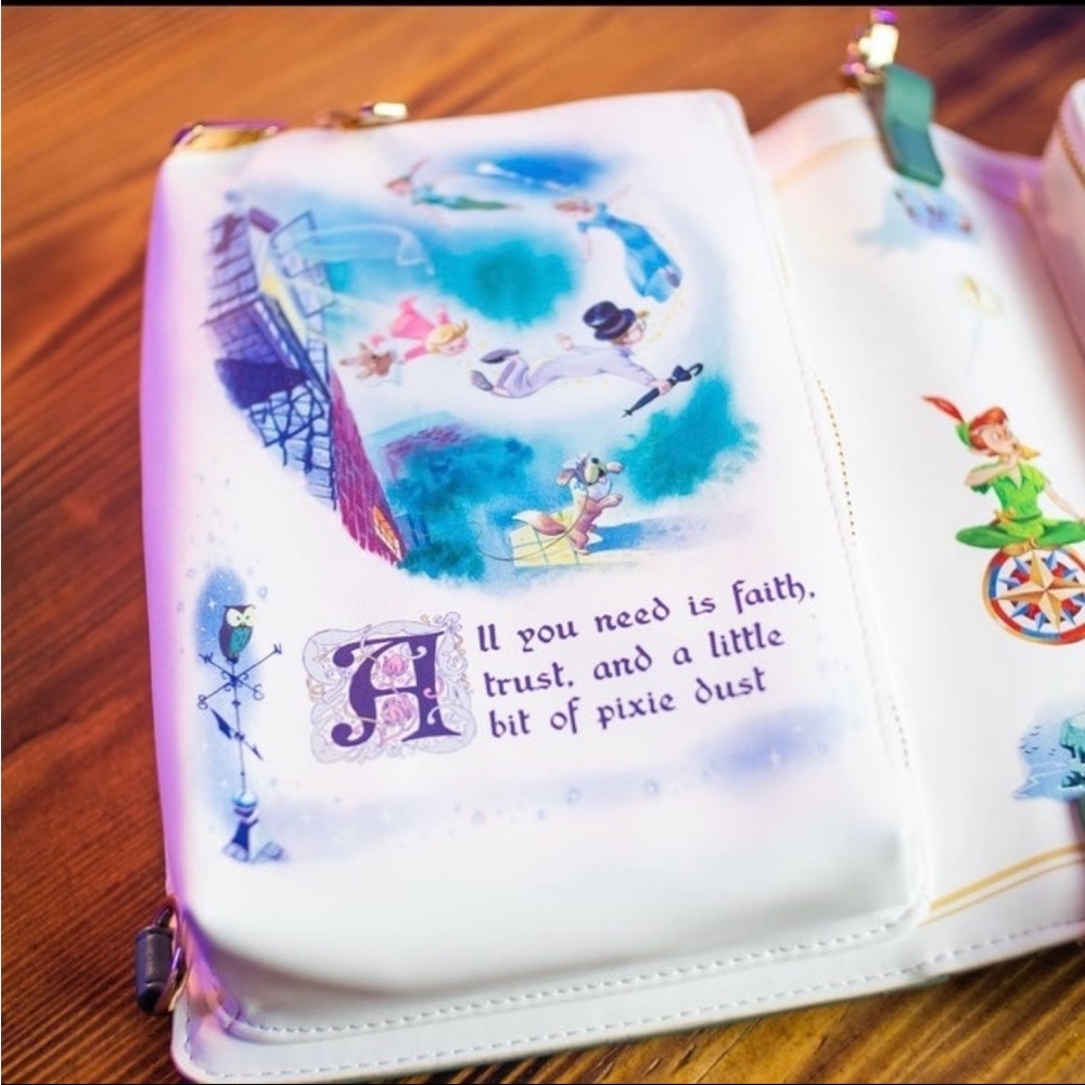 Loungefly Disney Peter Pan Book Series Convertible Crossbody Backpack and Wallet - Picture 12 of 16